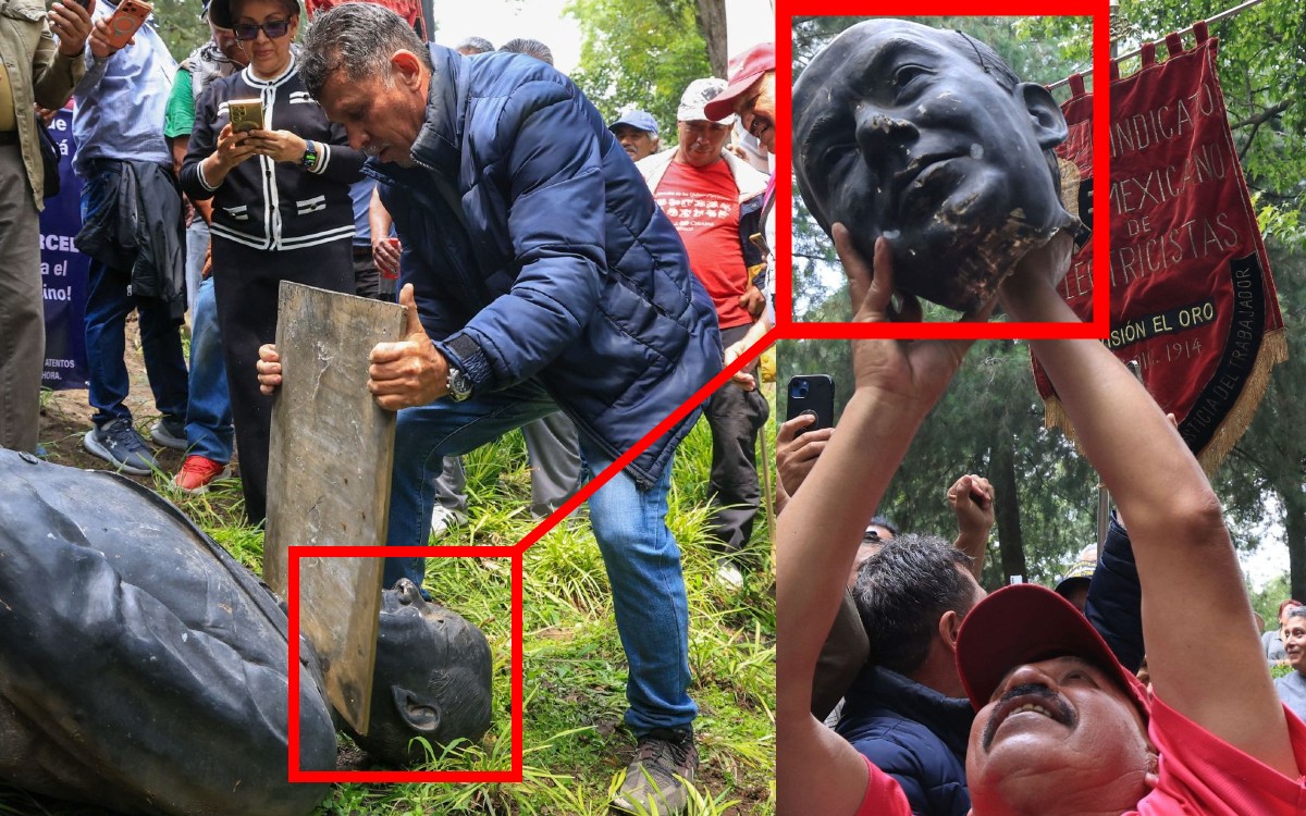 Decapitan la estatua de Felipe Calderón en Los Pinos