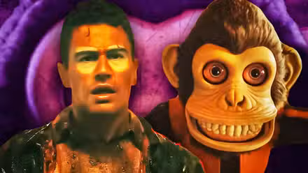 Theo James con el mono de The Monkey