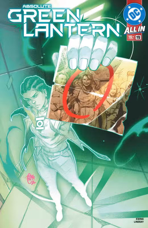 Jo Mullein sostiene una foto en la portada de Absolute Green Lantern #19