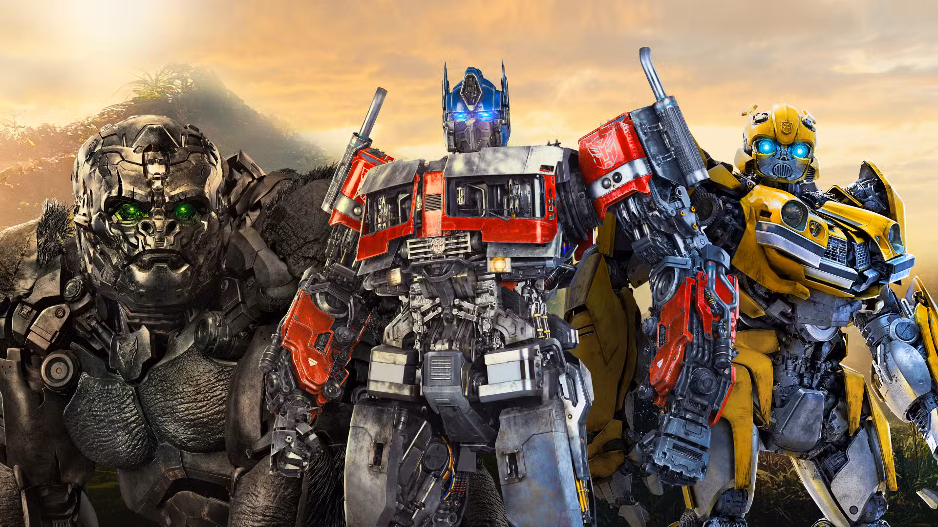 Optimus Primal Optimus Prime y Bumblebee juntos en Transformers Rise of the Beasts