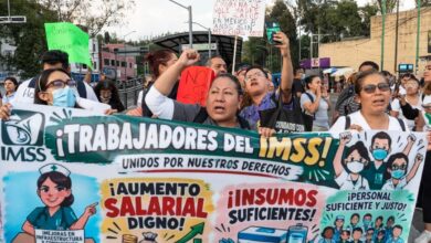 Trabajadores del IMSS se movilizan en CDMX para exigir mejoras salariales y atención al desabasto